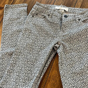 Lola Womens Skinny Denim Jeans Brown Cheetah Print size 0